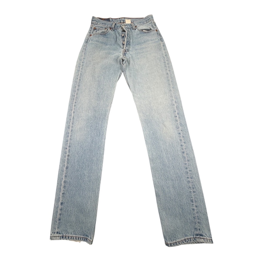 Levi-s 501 Mens Jeans Straight Leg Button Fly Light Wash Denim Cotton Blue 28X33